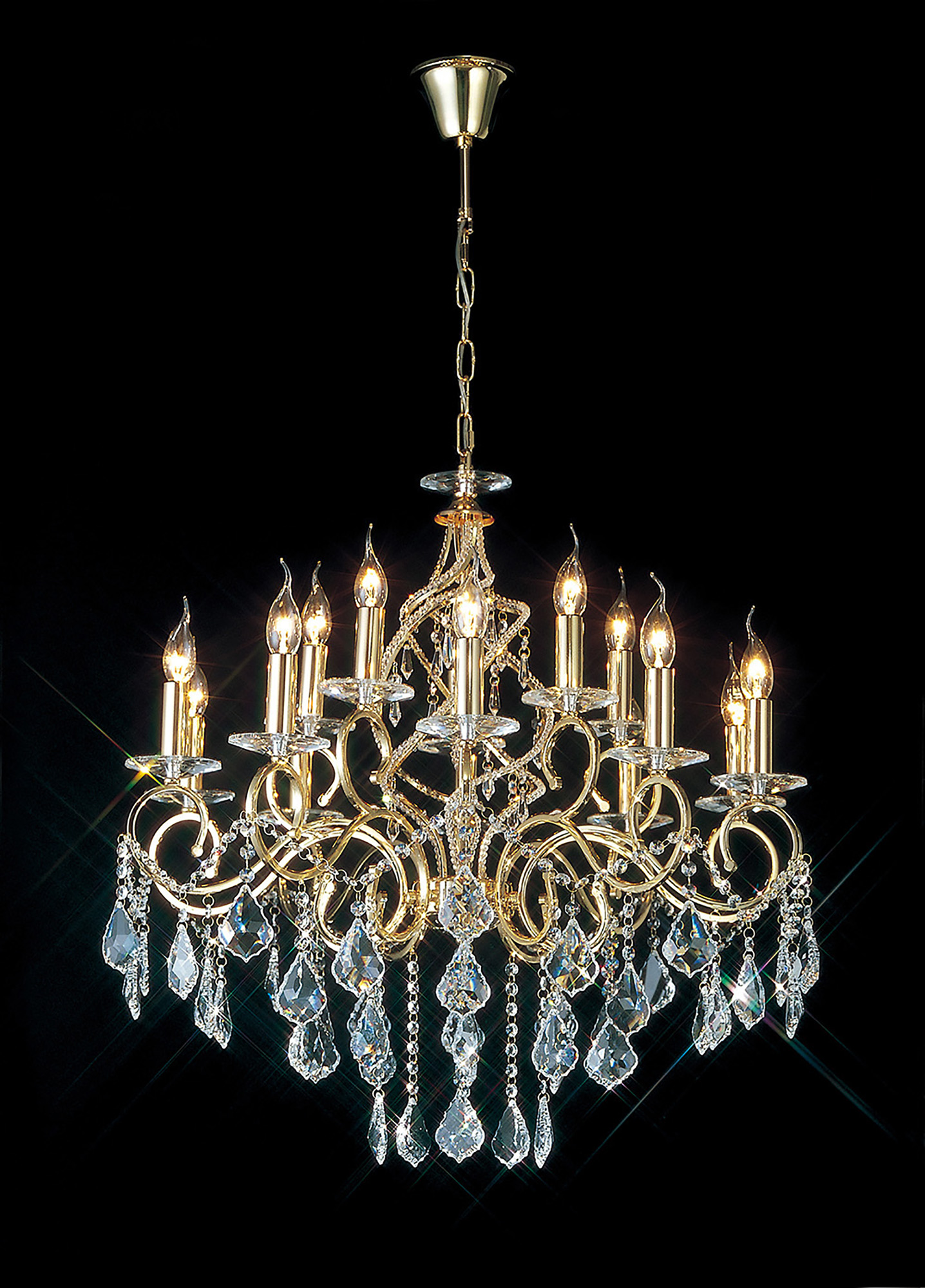 IL303210+5  Torino Crystal Chandelier 15 Light French Gold